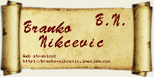 Branko Nikčević vizit kartica